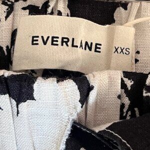 NWT - Everlane Linen Pull-On Barrel Pant - XXS - Black and White Floral